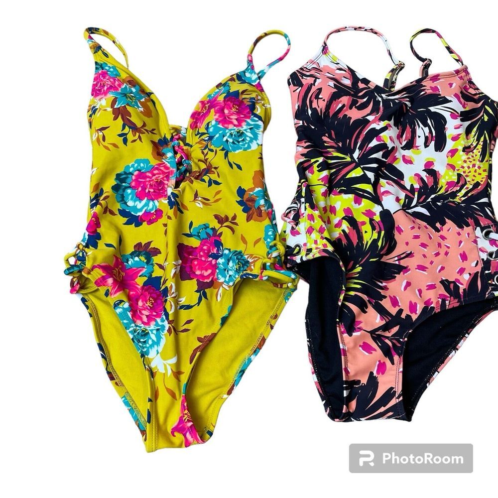 Xhilaration And‎ Decree Floral Swimsuits Set Of 2 One Piece Swimsuits Size XS
